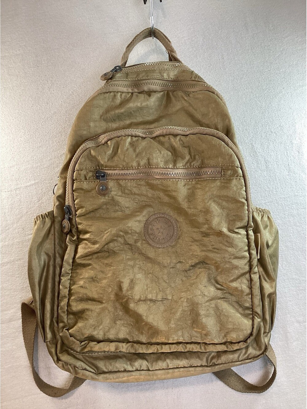NWT Kipling Seoul vintage laptop Large Backpack in Gold zipper 45cm